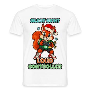 Stille Nacht Lauter Controller Weihnachts-Eichhörnchen - Männer T-Shirt - Weiß - Vorne - AI Model Male 178 dark (178cm)