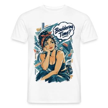 Retro Pin-Up Bouldering Time Klettern Design - Männer T-Shirt - Weiß - Vorne - AI Model Male 178 dark (178cm)