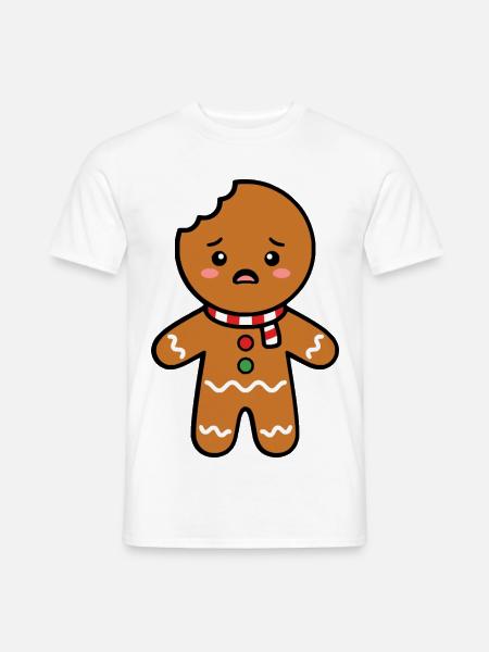 Süßer gebissener Lebkuchenkeks Weihnachts-Kawaii - Männer T-Shirt - Weiß