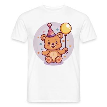 Bear Birthday Comic - Men's T-Shirt - white - Front - AI Model Male 178 dark (178cm)