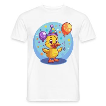 Bande dessinée d’anniversaire de canard - T-shirt homme - blanc - Devant - AI Model Male 178 dark (178cm)