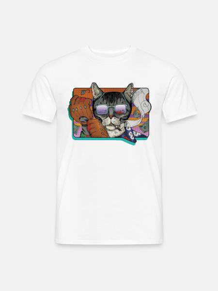 Verbrechen Katze in den Schatten - Männer T-Shirt - Weiß