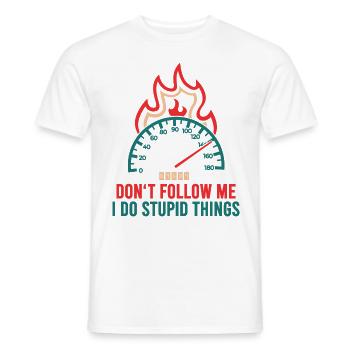 Tachymètre Flammes feu Don’t Follow Me - T-shirt homme - blanc - Devant - AI Model Male 178 dark (178cm)