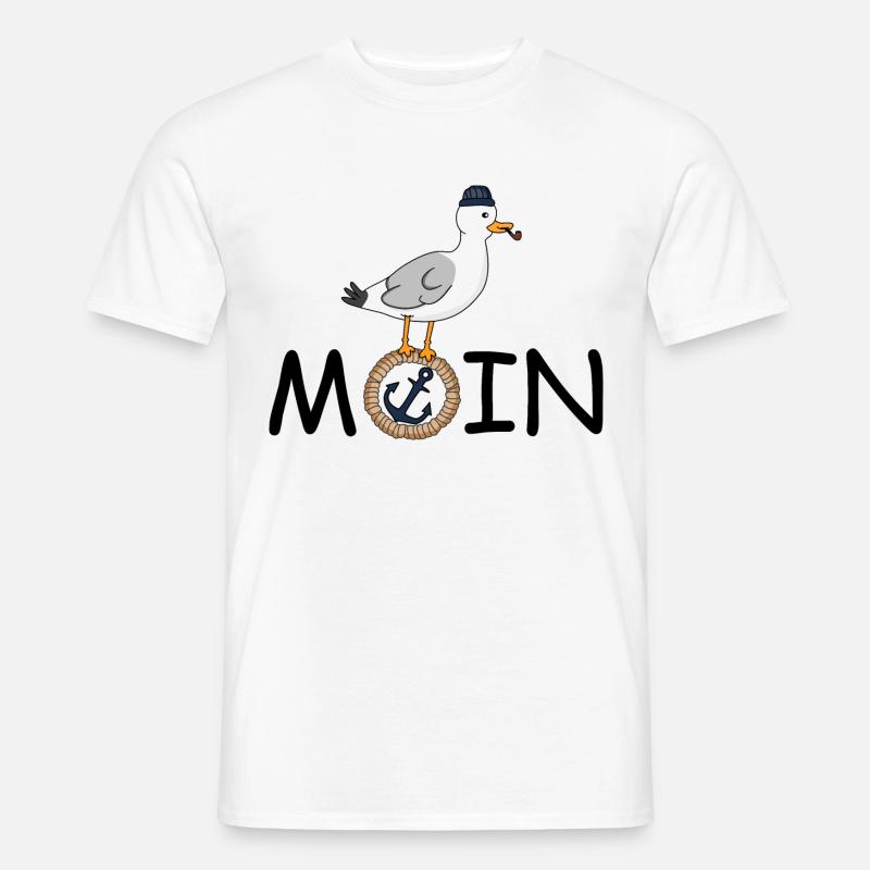 Moin Möwe Seil - Männer T-Shirt - Weiß
