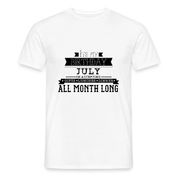 My birthday July - Men's T-Shirt - white - Front - AI Model Male 178 dark (178cm)
