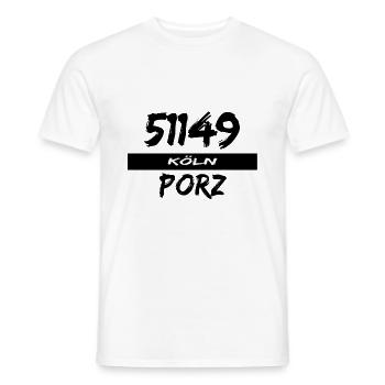 51149 Köln Porz - Männer T-Shirt - Weiß - Vorne - AI Model Male 178 dark (178cm)