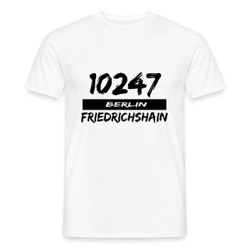 10247 Berlin Friedrichshain - Männer T-Shirt - Weiß - Vorne - AI Model Male 178 dark (178cm)