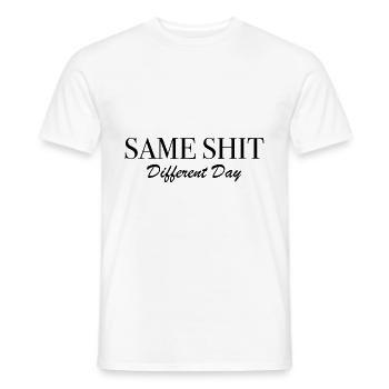 Le même jour différent Merde - T-shirt homme - blanc - Devant - AI Model Male 178 dark (178cm)