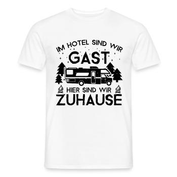 Im Hotel zu Gast - HIER Zuhause - - Männer T-Shirt - Weiß - Vorne - AI Model Male 178 dark (178cm)