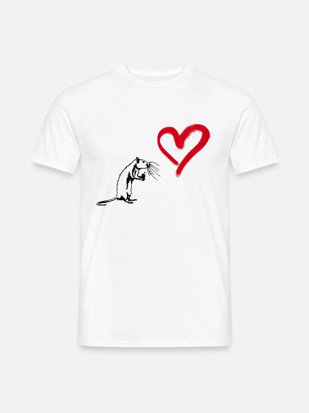 Graffiti Herz Street Art Ratte - Männer T-Shirt - Weiß