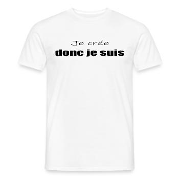 Tshirt Pour Création Je Crée Donc Je Suis Humour - T-shirt homme - blanc - Devant - AI Model Male 178 dark (178cm)