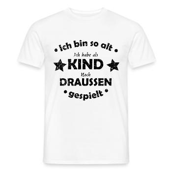 Lustiger Spruch Ich habe als Kind draußen gespielt - Männer T-Shirt - Weiß - Vorne - AI Model Male 178 dark (178cm)