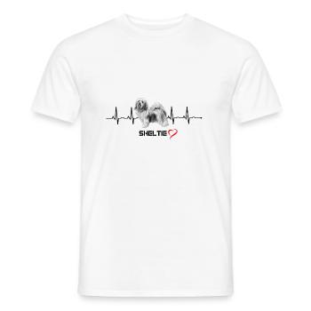 Sheltie Herzschlag Hunde Design - Sheltie Geschenk - Männer T-Shirt - Weiß - Vorne - AI Model Male 178 dark (178cm)