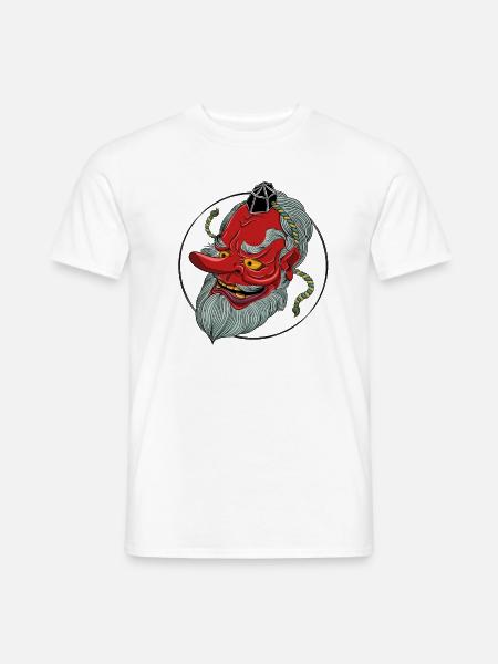 Tengu Maske (dunkles Design) - Männer T-Shirt - Weiß