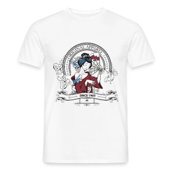 Japan Asian chopsticks woman Chinese gift - Men's T-Shirt - white - Front - AI Model Male 178 dark (178cm)