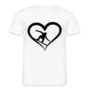Snowboarder and Heart - - Men's T-Shirt - white - Front - AI Model Male 178 dark (178cm)
