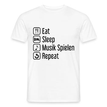 Essen Sie Schlaf Musik spielen wiederholen - - Männer T-Shirt - Weiß - Vorne - AI Model Male 178 dark (178cm)