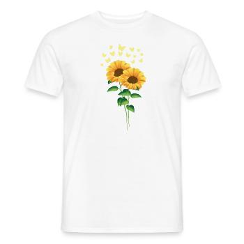 Tournesols avec soleil d'été de papillons - T-shirt homme - blanc - Devant - AI Model Male 178 dark (178cm)
