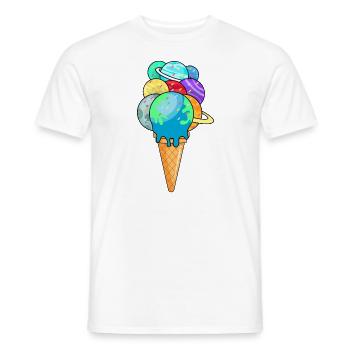 Planètes du système solaire en cornet de crème glacée cornet de crème glacée - T-shirt homme - blanc - Devant - AI Model Male 178 dark (178cm)
