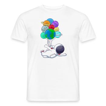 Astronaut Kosmonaut an Planeten Luftballons Ballon - Männer T-Shirt - Weiß - Vorne - AI Model Male 178 dark (178cm)