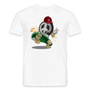 Peace Skate Skateboard Peacezeichen Longboard - Männer T-Shirt - Weiß - Vorne - AI Model Male 178 dark (178cm)