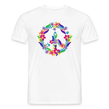 Peace Zeichen Hippie Symbol für Fieden Blüten - Männer T-Shirt - Weiß - Vorne - AI Model Male 178 dark (178cm)