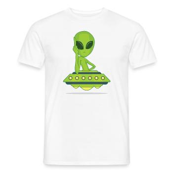 Alien mit Mittelfinger Stinkefinger Fick dich - Männer T-Shirt - Weiß - Vorne - AI Model Male 178 dark (178cm)
