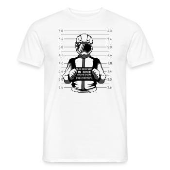 Motocross downhill rider joke fun arrest - Men's T-Shirt - white - Front - AI Model Male 178 dark (178cm)