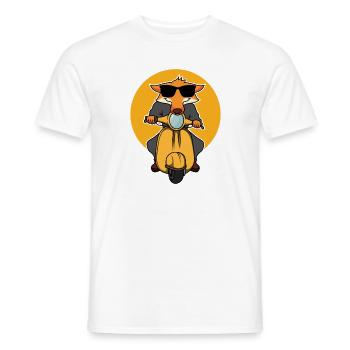 Funny fox on scooter gifts - Men's T-Shirt - white - Front - AI Model Male 178 dark (178cm)