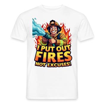 Ich lösche Brände, keine Ausreden – Feuerwehrmann-Kunstwerke - Männer T-Shirt - Weiß - Vorne - AI Model Male 178 dark (178cm)