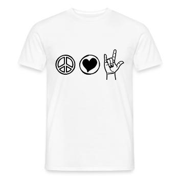 Peace Love Rock 'n' Roll Music Lovers - Men's T-Shirt - white - Front - AI Model Male 178 dark (178cm)
