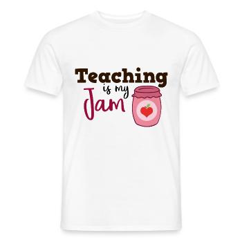 Teaching is my Jam Gift Teacher School - Men's T-Shirt - white - Front - AI Model Male 178 dark (178cm)