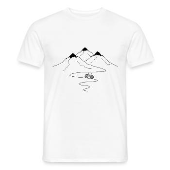 Chemin de montagne, virages et vélo électrique - - T-shirt homme - blanc - Devant - AI Model Male 178 dark (178cm)