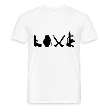 LOVE Banksy Weapons Typography Street Art - Men's T-Shirt - white - Front - AI Model Male 178 dark (178cm)