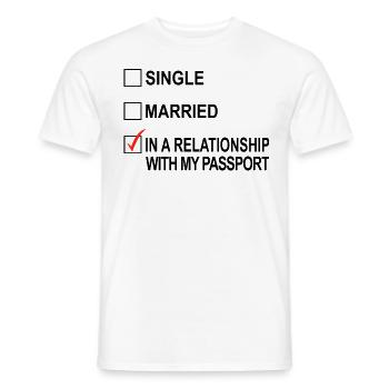 In a Relationship with My Passport Travel Bug - Men's T-Shirt - white - Front - AI Model Male 178 dark (178cm)