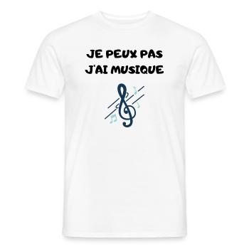 Je peux pas j'ai musique - T-shirt homme - blanc - Devant - AI Model Male 178 dark (178cm)