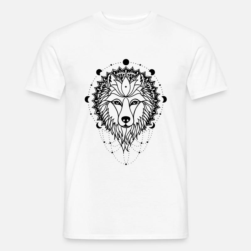 Wolf – Krafttier - Männer T-Shirt - Weiß