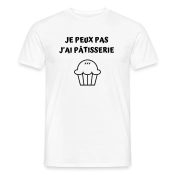 Je Peux Pas J'ai Pâtisserie - T-shirt homme - blanc - Devant - AI Model Male 178 dark (178cm)