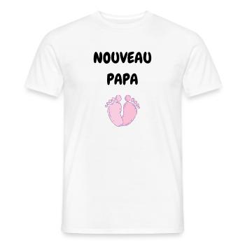 Nouveau Papa Naissance Bébé Futre Père Fille - T-shirt homme - blanc - Devant - AI Model Male 178 dark (178cm)