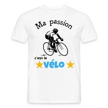 Ma passion c'est le vélo cadeau - T-shirt homme - blanc - Devant - AI Model Male 178 dark (178cm)
