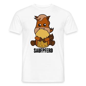 Saufpferd Pferd Pony Biertrinker Saufen Bier - Männer T-Shirt - Weiß - Vorne - AI Model Male 178 dark (178cm)