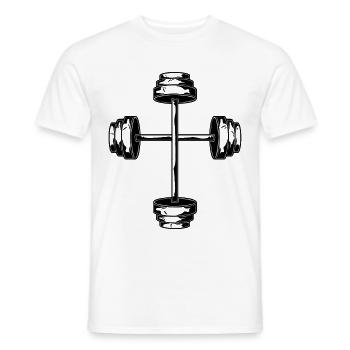 Dumbbell Cross Fitness Gym Weight Training - Men's T-Shirt - white - Front - AI Model Male 178 dark (178cm)