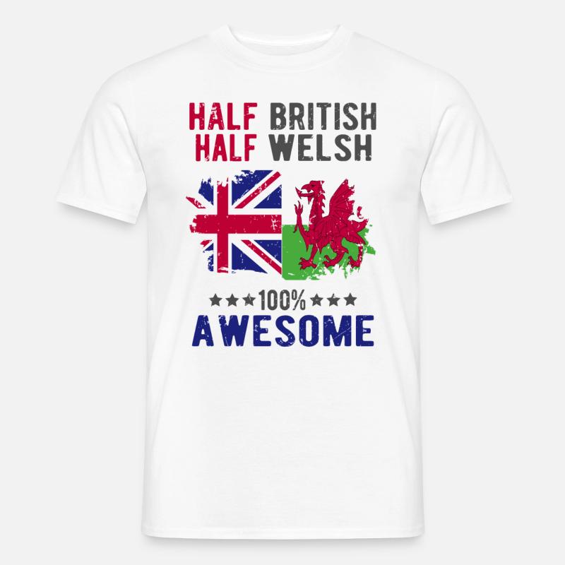 Halb Brite Halb Waliser - Männer T-Shirt - Weiß