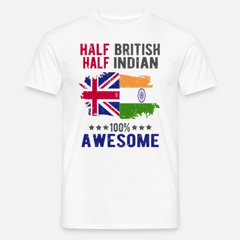 Halb Brite Halb Inder - Männer T-Shirt - Weiß