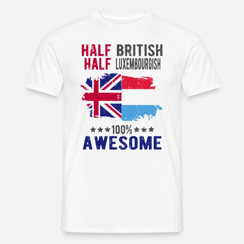 Halb Brite Halb Luxemburger - Männer T-Shirt - Weiß