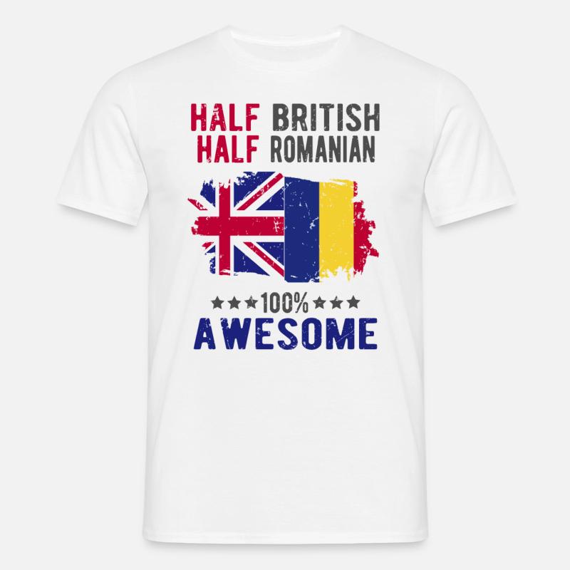 Halb Brite Halb Rumäne - Männer T-Shirt - Weiß