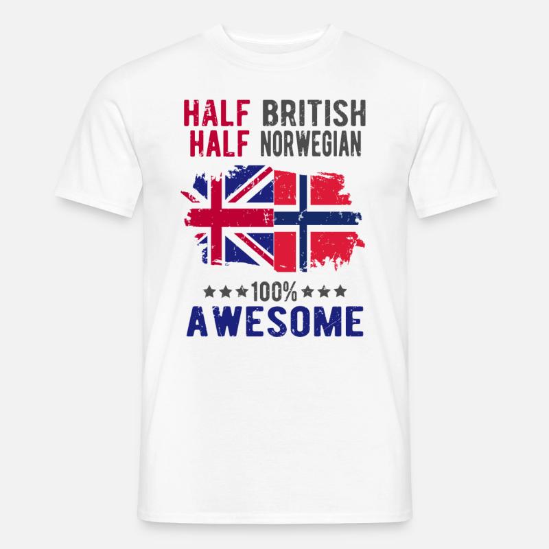 Halb Brite Halb Norweger - Männer T-Shirt - Weiß