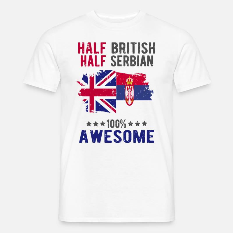 Halb Brite Halb Serbier - Männer T-Shirt - Weiß