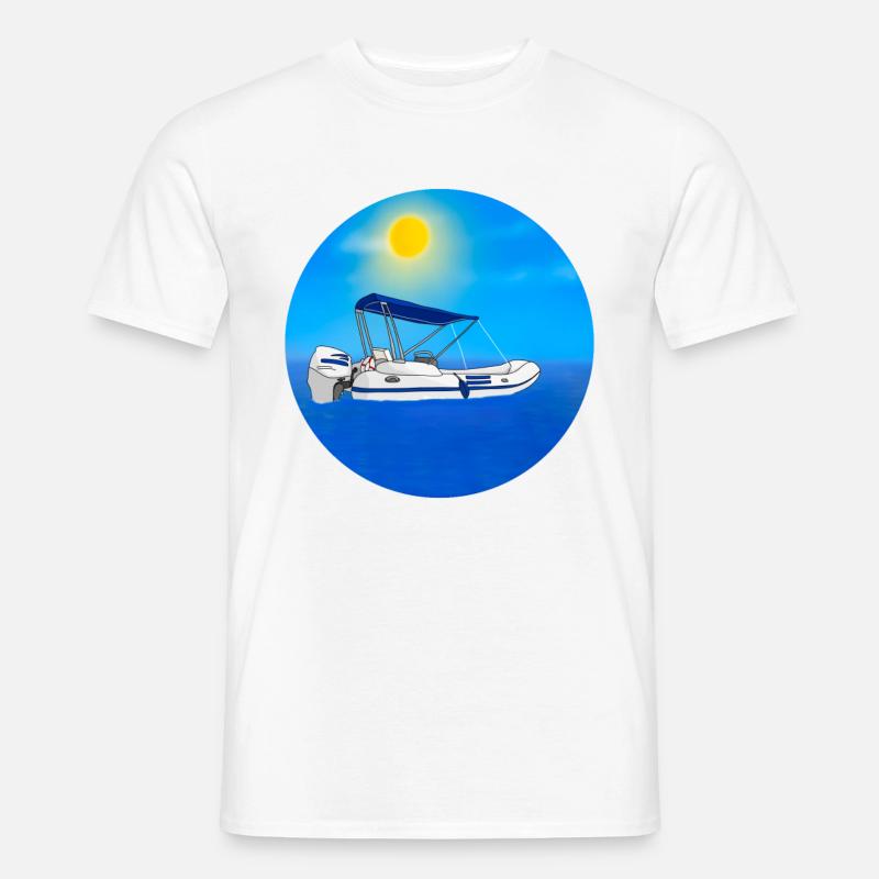 Schlauchboot Motorboot - Männer T-Shirt - Weiß