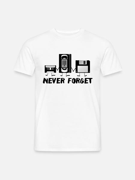 Never Forget - Musikkassette VHS Diskette - Männer T-Shirt - Weiß
